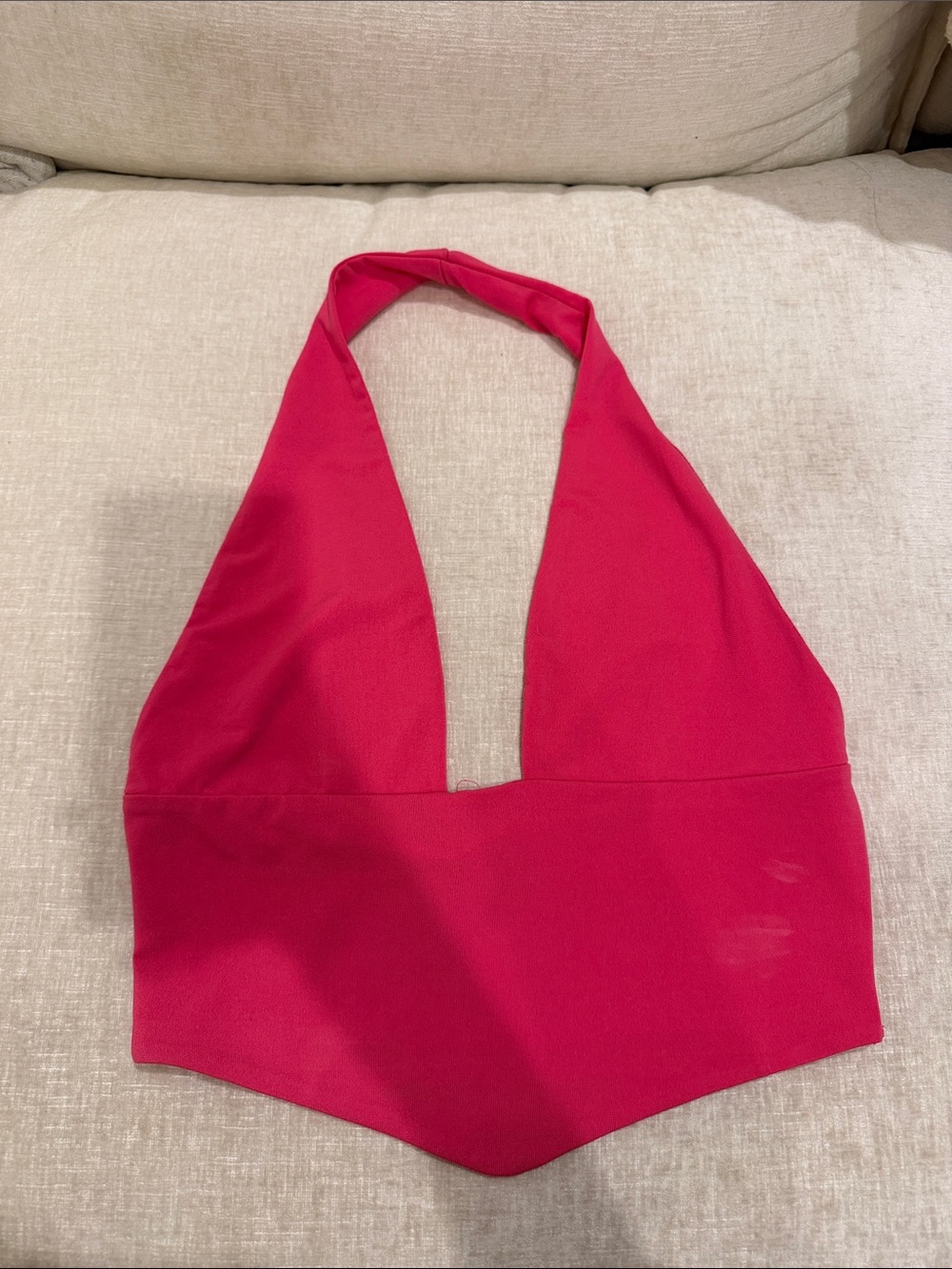SHEIN Bright Pink Halter Crop Top